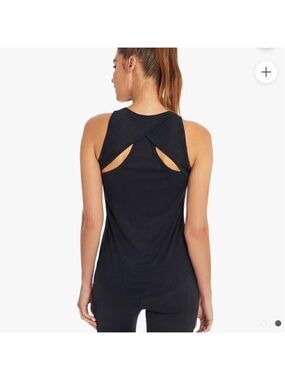 Balance Collection Black Criss Cross Surplice Racerback Yoga Tank Top Size Small